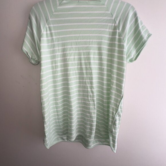 LAKE Pajama Pima Cotton Shirt Short Sleeve Mint Stripe size Large - Picture 2 of 7